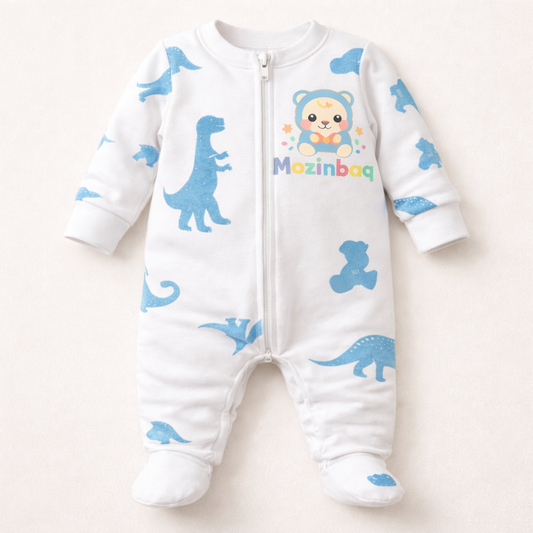 Mozinbaq Dinosaur Zip Baby Onesie