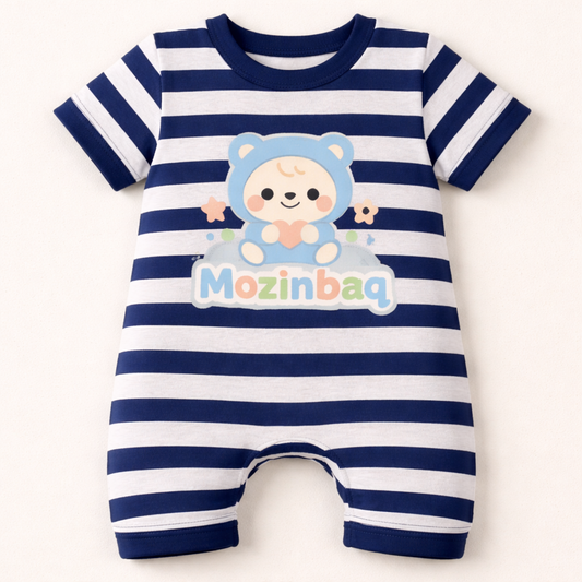 Mozinbaq Striped Teddy Baby Romper